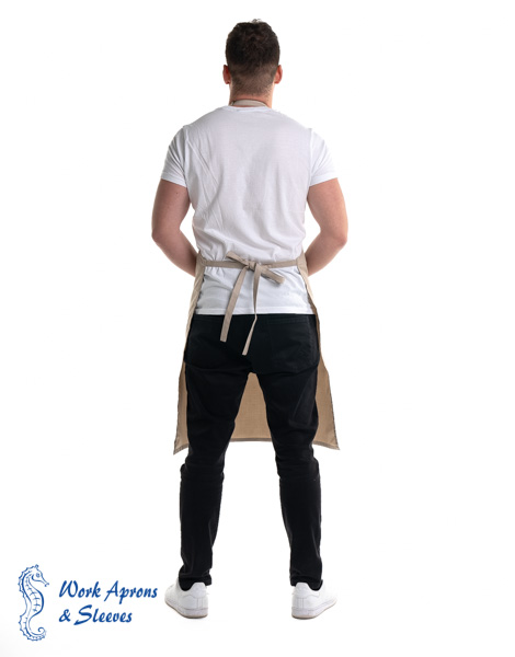 Barista – Υφασμάτινη μπεζ ποδιά στηθούρι με τσέπες