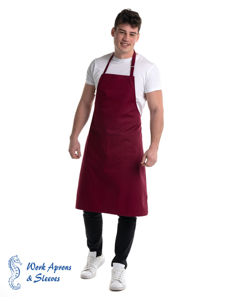 Barista – Υφασμάτινη μπορντό ποδιά στηθούρι με τσέπες