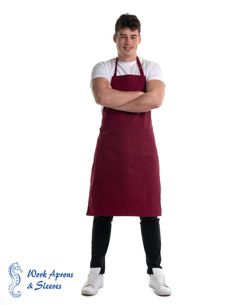 Barista – Υφασμάτινη μπορντό ποδιά στηθούρι με τσέπες