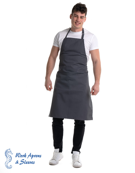 Barista – Υφασμάτινη γκρι ποδιά στηθούρι με τσέπες