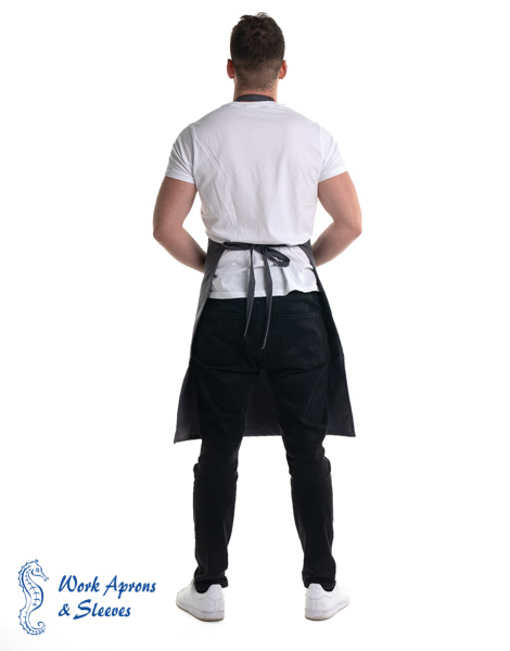 Barista – Υφασμάτινη γκρι ποδιά στηθούρι με τσέπες