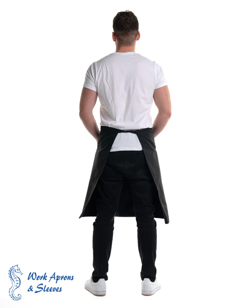 Waist bistro apron – Μαύρη μακριά ποδιά μέσης με δύο τσέπες