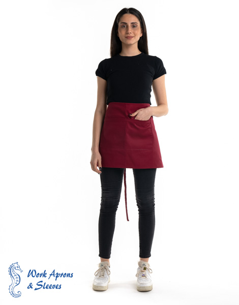 Waist apron – Μπορντό ποδιά μέσης με δύο τσέπες