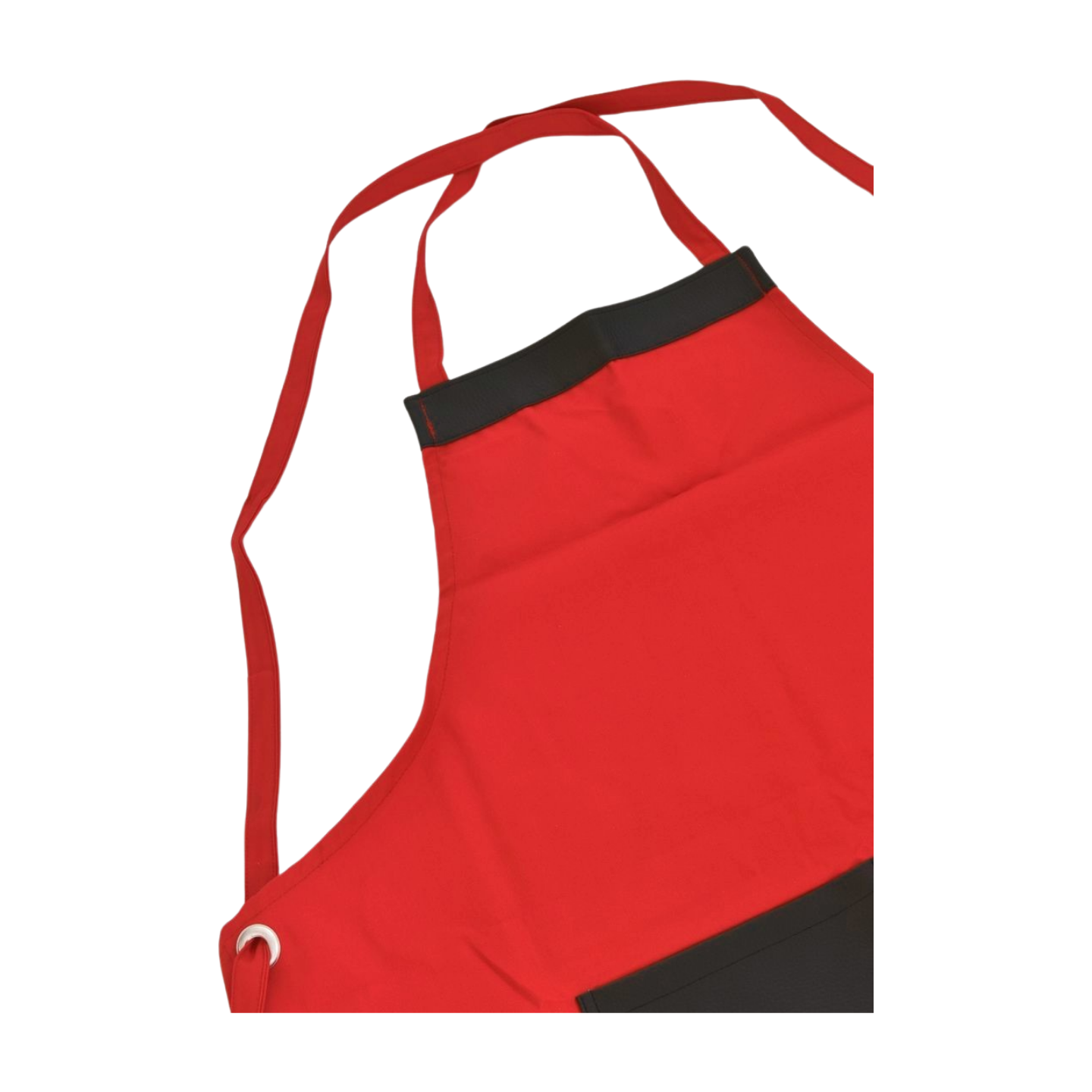 Ann – Υφασμάτινη κόκκινη ποδιά με λεπτομέρειες δερματίνης